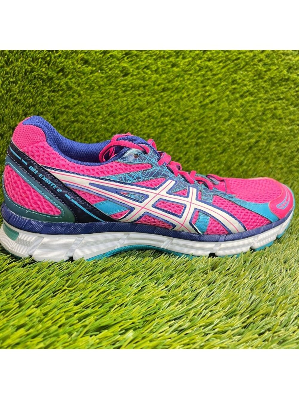 Asics Gel Excite 2 Womens Size 9.5 Pink Blue Athletic Running Shoes Sneakers